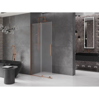 Mexen Velar Posuvná sprchová zástěna Walk-in 85 x 200 cm, 8 mm matná, růžové zlato - 871-085-000-33-60