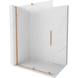 Mexen Velar Posuvná sprchová zástena 130 x 200 cm, 8 mm matná, kartáčovaná meď - 871-130-000-33-65