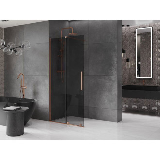 Mexen Velar Posuvná sprchová zástěna Walk-in 85 x 200 cm, grafit 8 mm, růžové zlato - 871-085-000-43-60