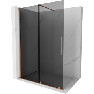 Mexen Velar Posuvná sprchová zástena 130 x 200 cm, grafit 8 mm, kartáčovaná meď - 871-130-000-43-65