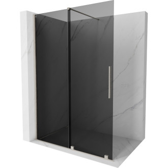 Mexen Velar Posuvná sprchová zástena 140 x 200 cm, grafit 8 mm, kartáčovaný nikel - 871-140-000-43-97
