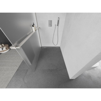Mexen Kioto+ L Sprchová zástena s policou 70 x 200 cm, matná, kartáčovaný nikel - 800-070-123-97-30