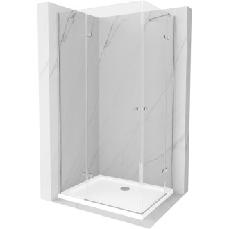Sprchovací kút Mexen Roma Duo s výklopným mechanizmom 100 x 90 cm, priehľadný, chróm + Plochá sprchová vanička - 854-100-090-01-02-4010