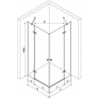 Sprchový kout Mexen Roma Duo s výklopným mechanismem 90 x 90 cm, průhledný, zlatý + plochá sprchová vanička - 854-090-090-50-02-4010G