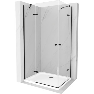 Sprchovací kút Mexen Roma Duo s výklopným mechanizmom 100 x 90 cm, priehľadný, čierny + plochá sprchová vanička - 854-100-090-70-02-4010B