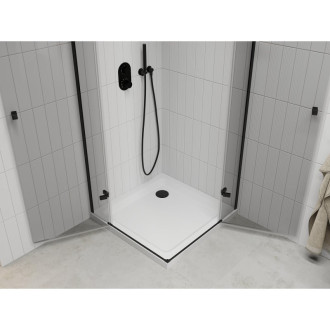 Sprchový kout Mexen Roma Duo s výklopným mechanismem 100 x 100 cm, průhledný, černý + plochá sprchová vanička - 854-100-100-70-02-4010B