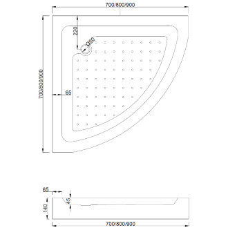 Půlkruhový sprchový kout Mexen Rio 90 x 90 cm, průhledný, chrom + sprchová vanička Rio, bílá - 863-090-090-01-00-4710