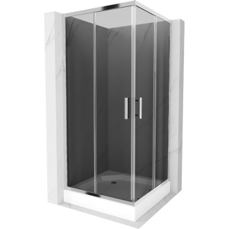Sprchovací kút Mexen Rio štvorcový 90 x 90 cm, grafit, chróm + sprchová vanička Rio, biela - 860-090-090-01-40-4510