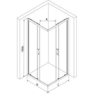 Sprchový kout Mexen Rio čtvercový 80 x 80 cm, průhledný, černý + sprchová vanička Rio, bílá - 860-080-080-70-00-4510