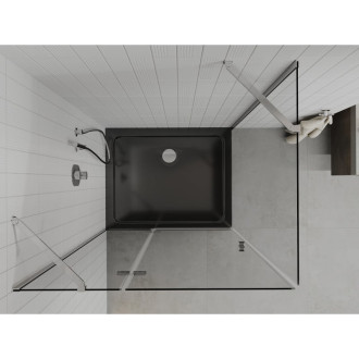 Sprchový kout Mexen Roma s výklopným mechanismem 80 x 120 cm, průhledný, chrom + plochá sprchová vanička, černá - 854-080-120-01-00-4070