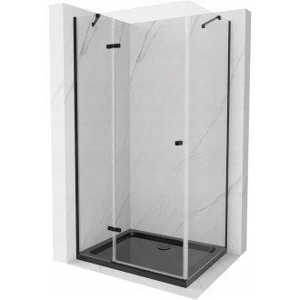 Sprchovací kút Mexen Roma s výklopným mechanizmom 80 x 120 cm, priehľadný, čierny + Plochá sprchová vanička, čierna - 854-080-120-70-00-4070B