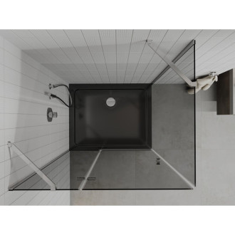 Sprchový kout Mexen Roma s výklopným mechanismem 90 x 120 cm, grafit, chrom + plochá sprchová vanička, černá - 854-090-120-01-40-4070