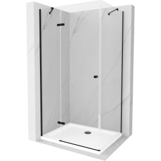 Sprchovací kút Mexen Roma s výklopným mechanizmom 70 x 90 cm, priehľadný, čierny + plochá sprchová vanička, biela - 854-070-090-70-00-4010B