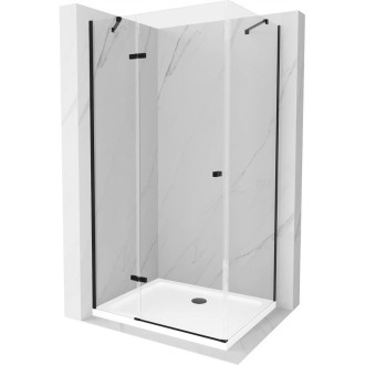 Sprchovací kút Mexen Roma s výklopným mechanizmom 120 x 70 cm, priehľadný, čierny + plochá sprchová vanička, biela - 854-120-070-70-00-4010B