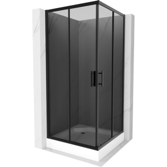 Sprchovací kút Mexen Rio štvorcový 90 x 90 cm, grafit, čierna + sprchová vanička Rio, biela - 860-090-090-70-40-4510