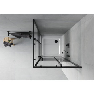 Sprchový kout Mexen Rio čtvercový 80 x 80 cm, černé pruhy, černá + plochá sprchová vanička, bílá - 860-080-080-70-20-4010B
