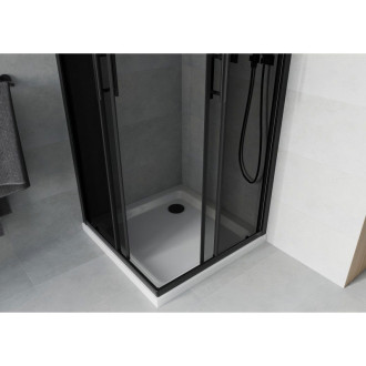 Sprchový kout Mexen Rio čtvercový 70 x 70 cm, grafit, černá + plochá sprchová vanička, bílá - 860-070-070-70-40-4010B
