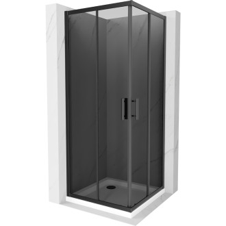 Sprchovací kút Mexen Rio štvorcový 90 x 90 cm, grafit, čierna + plochá sprchová vanička, biela - 860-090-090-70-40-4010B