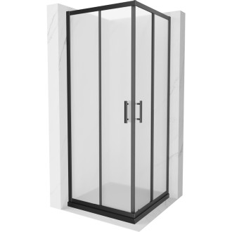 Sprchovací kút Mexen Rio štvorcový 70 x 70 cm, matný, čierny + Plochá sprchová vanička, čierna - 860-070-070-70-30-4070B