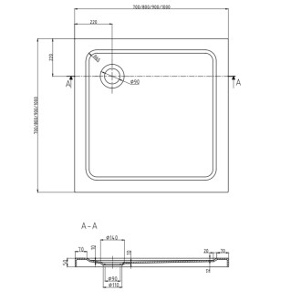 Sprchový kout Mexen Pretoria s výklopným mechanismem 90 x 90 cm, průhledný, zlatý + plochá sprchová vanička, černá - 852-090-090-50-00-4070G