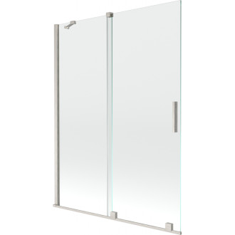 Dvojdielna posuvná vaňová zástena Mexen Velar 130 x 150 cm, priehľadná, kartáčovaný nikel - 896-130-000-01-97