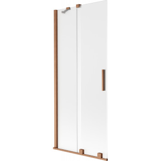 Dvojdielna posuvná vaňová zástena Mexen Velar 85 x 150 cm, matná, kartáčovaná meď - 896-085-000-31-65