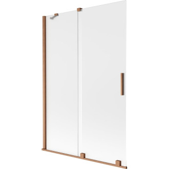 Dvojdielna posuvná vaňová zástena Mexen Velar 120 x 150 cm, matná, kartáčovaná meď - 896-120-000-31-65