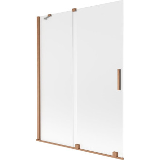 Dvojdielna posuvná vaňová zástena Mexen Velar 130 x 150 cm, matná, kartáčovaná meď - 896-130-000-31-65