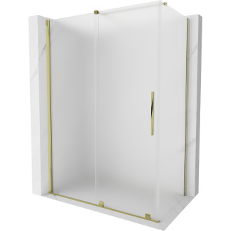 Posuvný sprchovací kút Mexen Velar 160 x 100 cm, matná, zlatá - 871-160-100-31-50