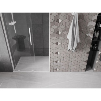 Mexen Velar L posuvné sprchové dveře 90 cm, průhledné, bílé - 871-090-003-01-20