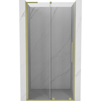 Posuvné sprchové dvere Mexen Velar L 90 cm, priehľadné, kartáčované zlato - 871-090-003-01-55