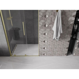 Posuvné sprchové dveře Mexen Velar L 90 cm, průhledné, kartáčované zlato - 871-090-003-01-55