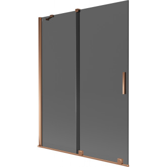 Mexen Velar posuvná vaňová zástena s 2 krídlami 130 x 150 cm, grafit, ružové zlato - 896-130-000-41-60