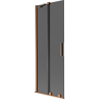 Dvojdielna posuvná vaňová zástena Mexen Velar 75 x 150 cm, grafit, kartáčovaná meď - 896-075-000-41-65