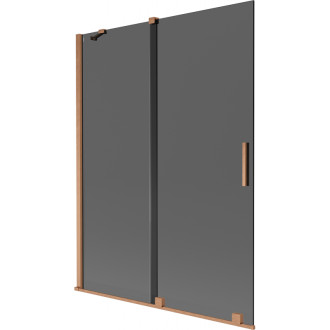 Dvojdielna posuvná vaňová zástena Mexen Velar 130 x 150 cm, grafit, kartáčovaná meď - 896-130-000-41-65