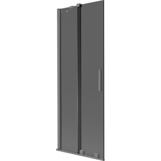 Dvojdielna posuvná vaňová zástena Mexen Velar 70 x 150 cm, grafit, strieborná - 896-070-000-41-95