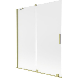 Mexen Velar posuvná vaňová zástena s 2 krídlami 140 x 150 cm, matná, kartáčované zlato - 896-140-000-31-55