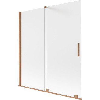 Dvojdielna posuvná vaňová zástena Mexen Velar 150 x 150 cm, matná, kartáčovaná meď - 896-150-000-31-65