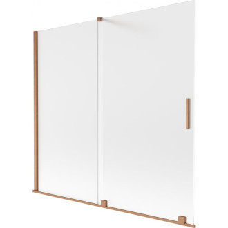 Dvojdielna posuvná vaňová zástena Mexen Velar 170 x 150 cm, matná, kartáčovaná meď - 896-170-000-31-65