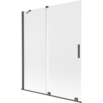 Mexen Velar posuvná vaňová zástena s 2 krídlami 140 x 150 cm, hmlistá, kartáčovaná zbraňovo šedá - 896-140-000-31-66