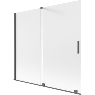 Mexen Velar posuvná vaňová zástena s 2 krídlami 170 x 150 cm, hmlistá, kartáčovaná pištoľ gray - 896-170-000-31-66