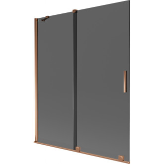 Mexen Velar posuvná vaňová zástena s 2 krídlami 140 x 150 cm, grafit, ružové zlato - 896-140-000-41-60