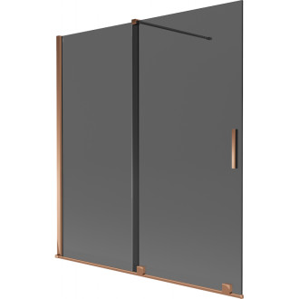 Mexen Velar posuvná vaňová zástena s 2 krídlami 150 x 150 cm, grafit, ružové zlato - 896-150-000-41-60
