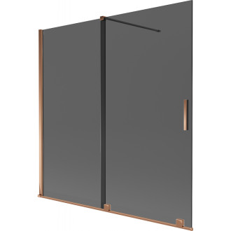 Mexen Velar posuvná vaňová zástena s 2 krídlami 160 x 150 cm, grafit, ružové zlato - 896-160-000-41-60