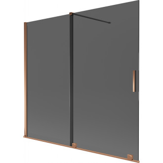 Mexen Velar posuvná vaňová zástena s 2 krídlami 170 x 150 cm, grafit, ružové zlato - 896-170-000-41-60