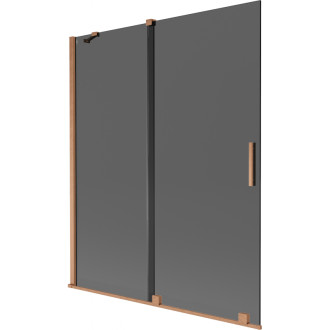 Dvojdielna posuvná vaňová zástena Mexen Velar 140 x 150 cm, grafit, kartáčovaná meď - 896-140-000-41-65