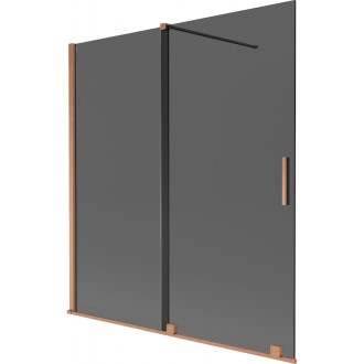 Dvojdielna posuvná vaňová zástena Mexen Velar 150 x 150 cm, grafit, kartáčovaná meď - 896-150-000-41-65