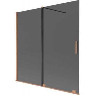 Dvojdielna posuvná vaňová zástena Mexen Velar 160 x 150 cm, grafit, kartáčovaná meď - 896-160-000-41-65