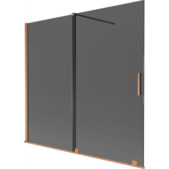 Dvojdielna posuvná vaňová zástena Mexen Velar 170 x 150 cm, grafit, kartáčovaná meď - 896-170-000-41-65