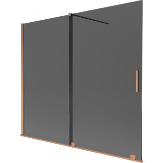 Mexen Velar posuvná vaňová zástena s 2 krídlami 180 x 150 cm, grafit, kartáčovaná meď - 896-180-000-41-65